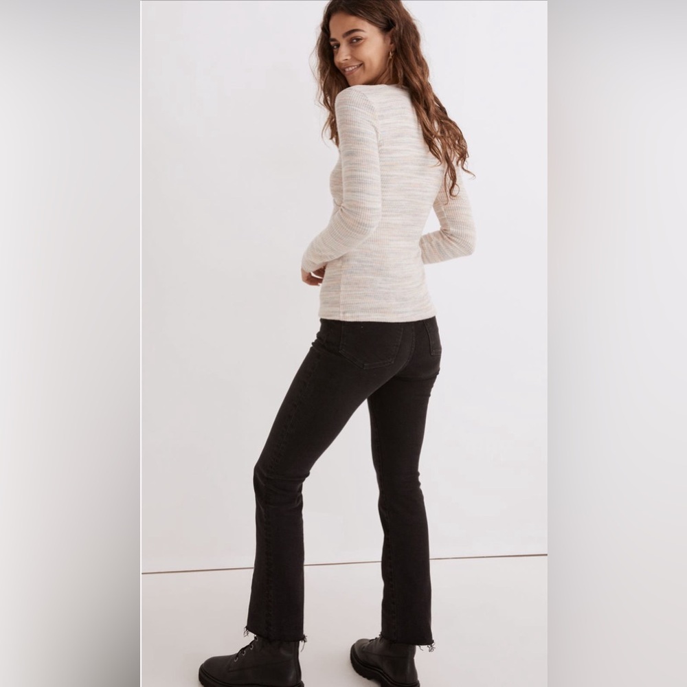 Madewell Women's Space Dye Faux Wrap Long Sleeve Top - Picture 3 of 5